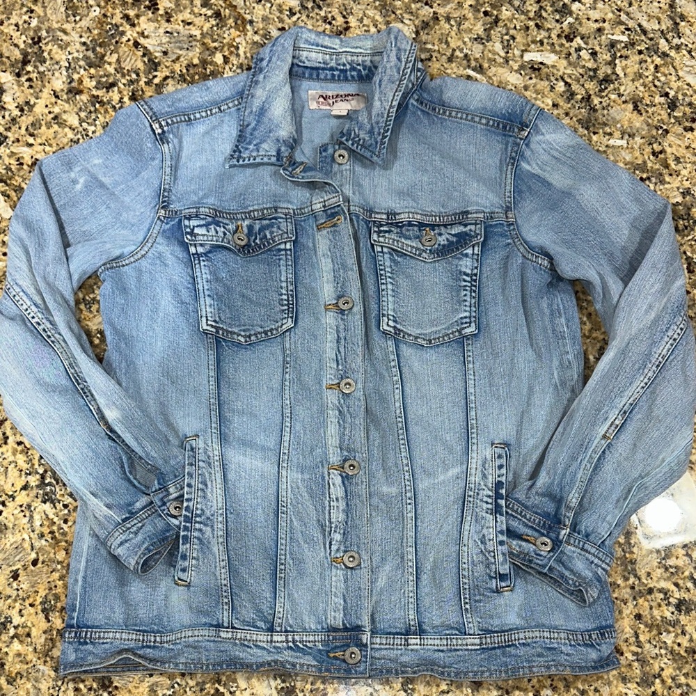 Arizona Jean Company Light Blue Denim Jacket, Embroidered “Authentic” on back